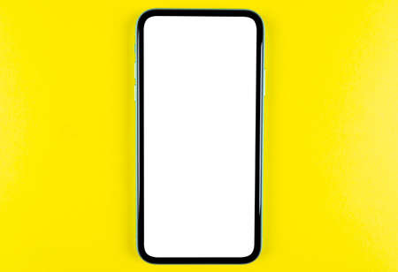 Smartphone with blank screen mock up. Smartphone isolated screen. Mobile phone white screen with...