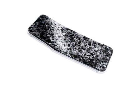 Modern mobile smartphone broken screen and damages. Cellphone crashed and scratch. Device destroyed. Smash gadget smartphone. Need repair.の写真素材