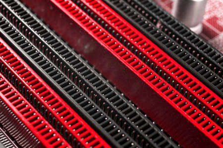 Macro shot of Circuit board with resistors microchips and electronic components. Computer hardware technology. Integrated communication processor. Information engineering. Semiconductor. PCB. Closeupの写真素材