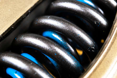 Macro shot clutch disk spring manual gearbox background. Car and truck clutch disk. Sport clutch. Composite clutch disc. Clutch repair kit. Car maintenance spare parts.の写真素材
