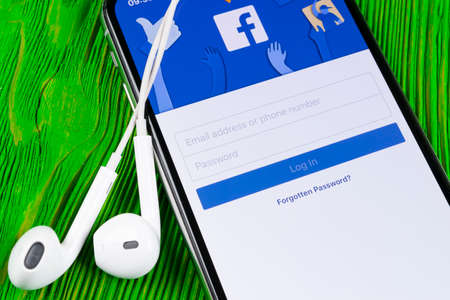 Helsinki, Finland, May 4, 2019: Facebook application icon on Apple iPhone X smartphone screen...