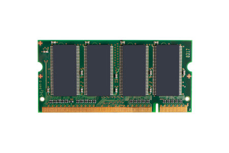 RAM memory. Chip close up. RAM macro shot. Computer circuit isolated on a white background....