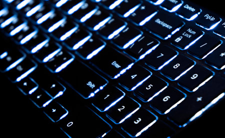 Modern laptop computer keyboard. Laptop keyboard. Detail of the new and ergonomic computer keyboard...
