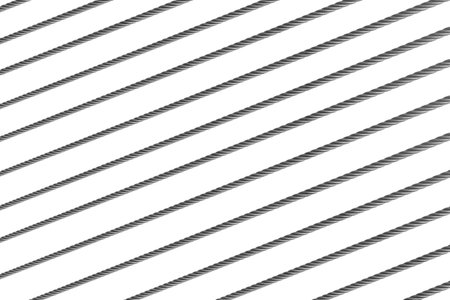 Metal cable isolated on white background. Steel twisted twine. Straight hawser isolated.の写真素材