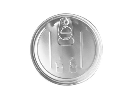 Top view close up photo of aluminium can isolated on white background. Aluminium can background. Can...