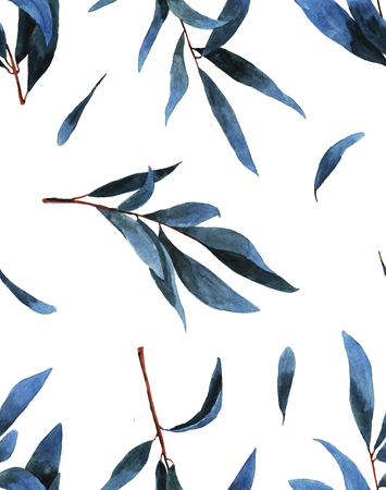 leave pattern in a watercolor style isolated. Aquarelle wild flower for background, texture, wrapper pattern, frame or border.の写真素材