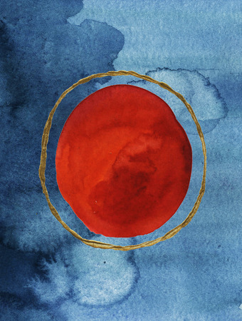 Watercolor abstract artistic background with multicolored stains. Place for your text. Design for wedding invitation, business card, trendy posters, postcards.の写真素材