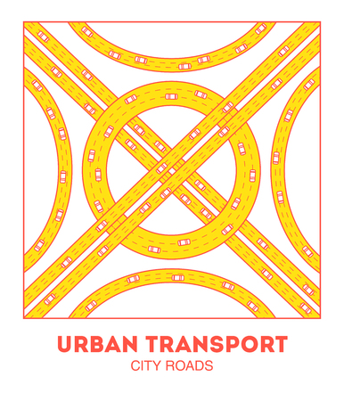 Busy urban asphalt roads and transport.のイラスト素材
