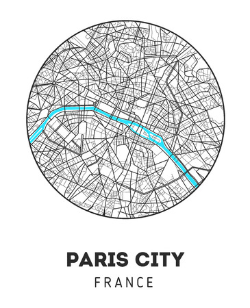 Vector city map of Paris city with well organized separated layers. Vector illustration.のイラスト素材