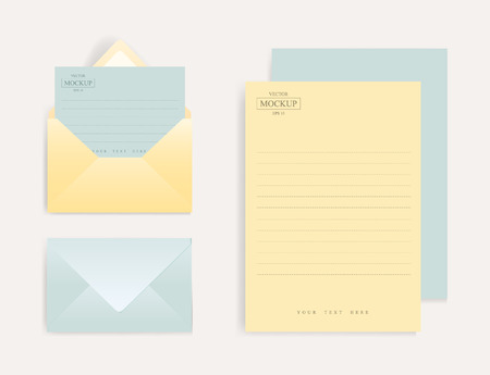 Set of blank realistic envelopes with a sheet of paper. Vector illustrationのイラスト素材