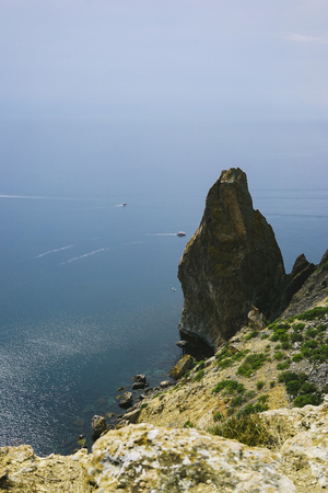 mountain range by the sea. viewの写真素材