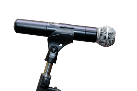Microphone on white backgroundの写真素材