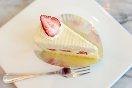 Piece of strawberry cakeの写真素材