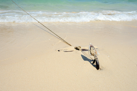 Anchor on a beach for boat anchors.の写真素材