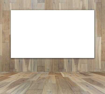 Blank frame in wood room for information messageの写真素材