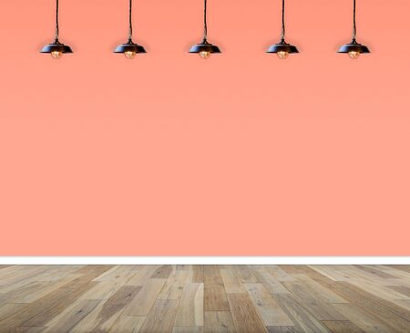 interior empty room. wall and wooden floor with lamp in room, interior background, Interior template...