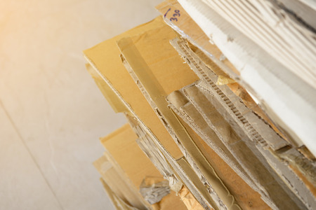Stacking of used cardboard box for recycling