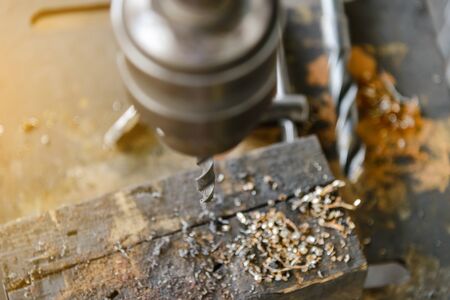 Top view of Drill press in industrialの写真素材