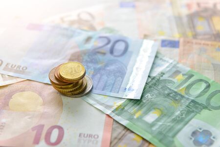 Money euro banknotes and coins