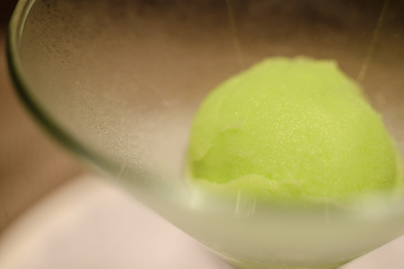 Close-up Homemade Lemon Sherbet in glassの写真素材