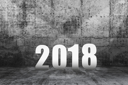 2018 Number in concrete room. Happy new year concept., Copy spaceの写真素材