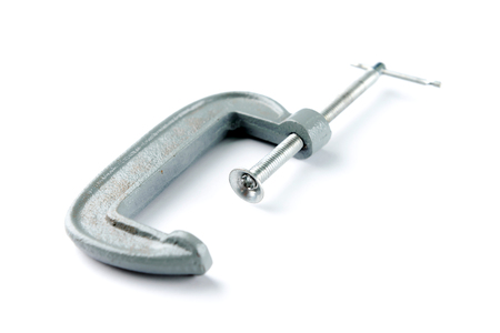 C-clamp gray color isolated on white background - Generic industrialの写真素材