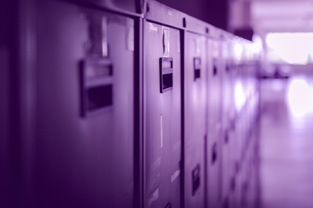 Filing cabinets in office building - violet color toneの写真素材