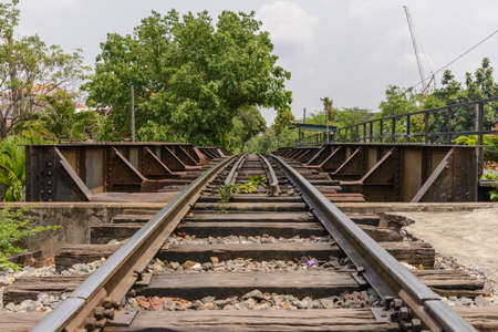 railway bridge over the canal - railroad landscapeの写真素材
