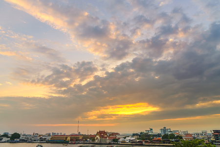 Cumulus clouds over bangkok city on sunset time, cloudscapeの写真素材