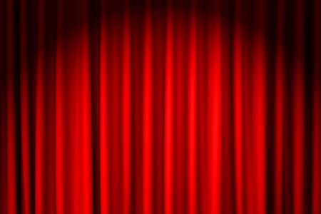 closed red velvet curtain - use for backgroundの写真素材
