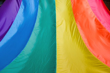Fabric texture rainbow flag symbol of love or LGBT pride concept. pride month celebrates the festival backgroundの写真素材