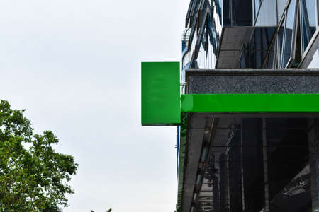 Signboard mock up. Photo Blank Signboard. message or advertisingの写真素材