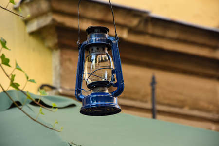 vintage kerosene lantern (Gas lamp) Blue color