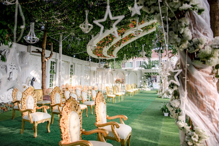 Indonesian wedding decoration from another customs and cultureのeditorial素材