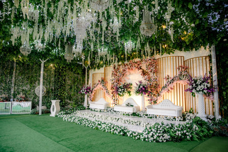Indonesian wedding decoration from another customs and cultureのeditorial素材