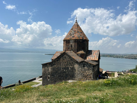 Sevanavank Monastery at Lake Sevan in Armeniaの写真素材