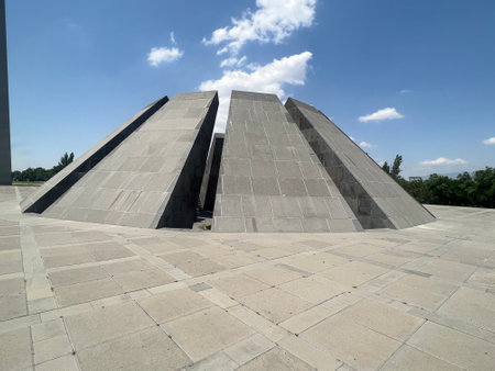 Tsitsernakaberd Monument to commemorate the victims of the Genocide in Yerevan in Armeniaのeditorial素材