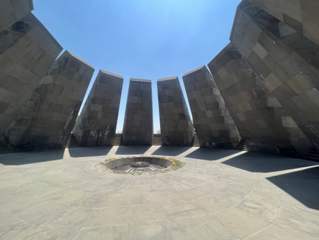 Tsitsernakaberd Monument to commemorate the victims of the Genocide in Yerevan in Armeniaのeditorial素材