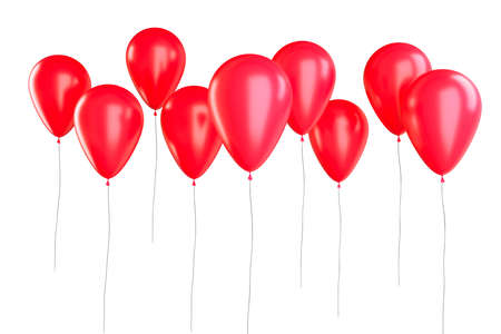 Red Balloons isolated on whiteの写真素材