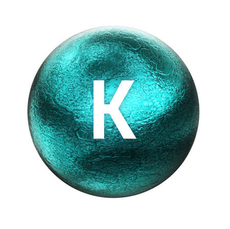 Potassium symbol. Mineral essential for human health. 3D rendering. Mineral icon.の写真素材