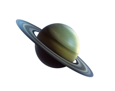 Saturn planet cut out on white. Planet with rings is called saturn.  3D rendering. Isolated on white...