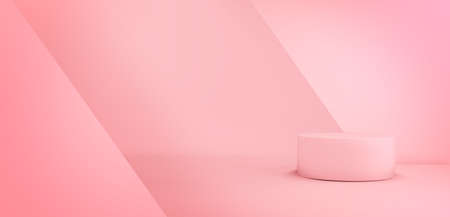Pink pastel 3d mockup or background. Blank minimal abstract geometric stage or platform for product presentation. Modern pink pastel copy space. 3d rendering.の写真素材
