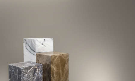Showcase made of marble stone. Platforms mock up for advertising and presentation of products. Podium stage made of marble. 3D renderingの写真素材