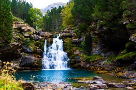 Waterfall in Monter Perdido Spainの写真素材