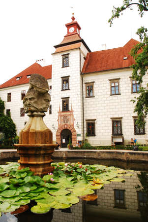 Castle and fountain in Trebonのeditorial素材