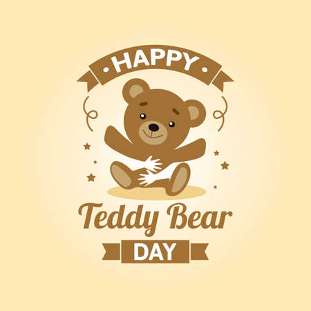 Happy Teddy Bear Day Vector Illustration. Suitable for Greeting Card, poster and banner.のイラスト素材
