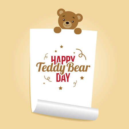 Happy Teddy Bear Day Vector Illustration. Suitable for Greeting Card, poster and banner.のイラスト素材