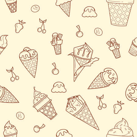 Ice cream cone Background pattern Hand drawnのイラスト素材