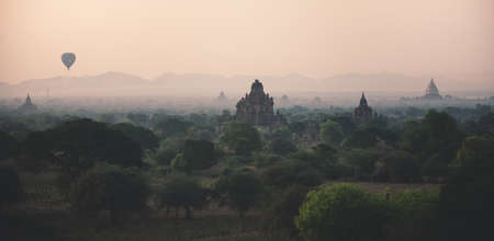 Buddhist Pagodas at Old Bagan in Myanmarの写真素材