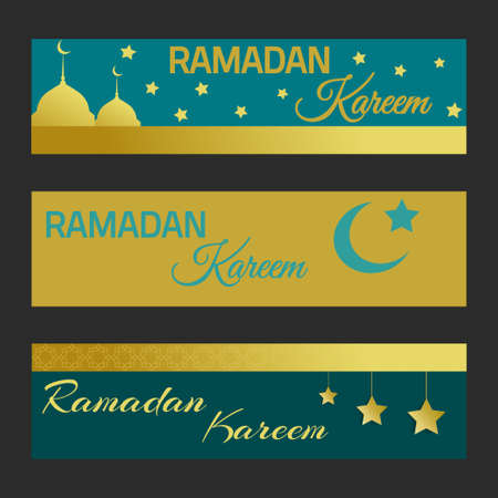 Ramadan Kareem set web banners. Vector illustration.のイラスト素材